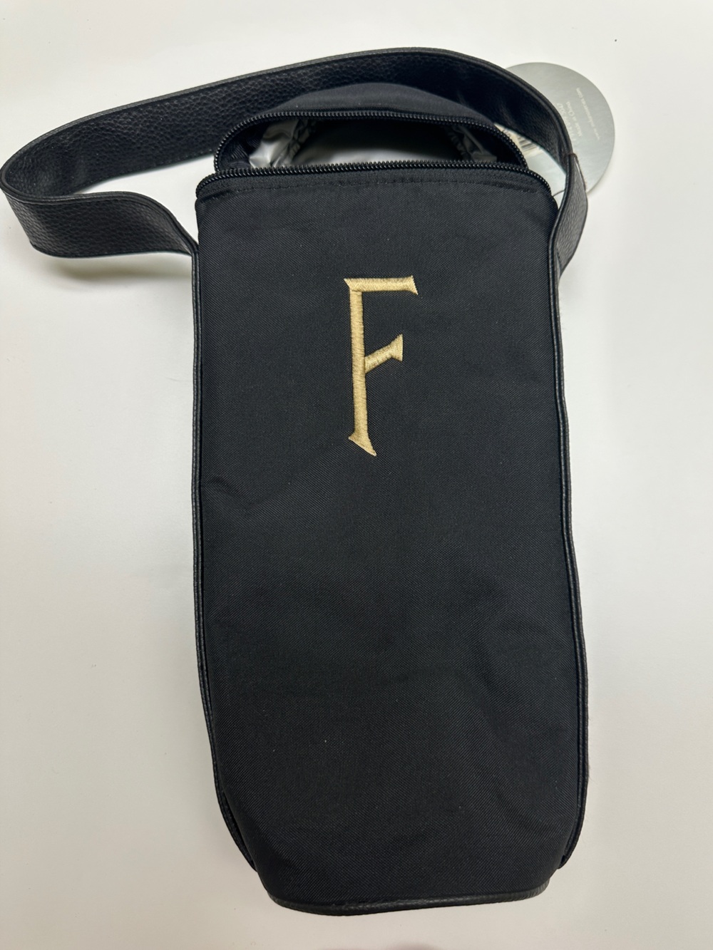 Black Wine store Bag with Gold Embroidered Logo